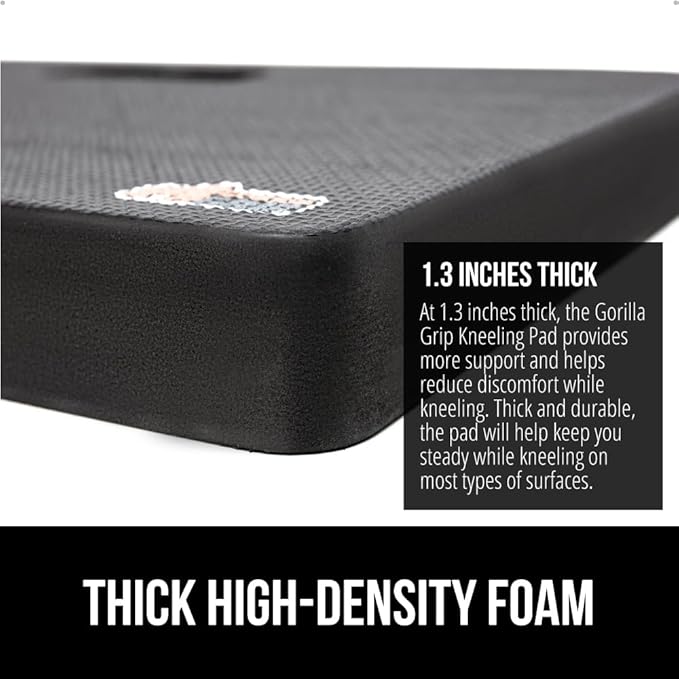 GORILLA GRIP Extra Thick Patent Pending Supportive Foam Kneeling Pad, Large Cushion Knee Pads for Gardening, Baby Bath Time, Dirt and Water Resistant, Workout and Garden Supplies, 17.5x11, Black