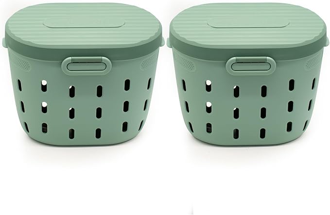 Vego Garden In-Ground Worm Composter Outdoor Farm Compost Bin 7 Gallons BPA-Free Composting System for Raised Garden Beds Sage Green, Twin Pack