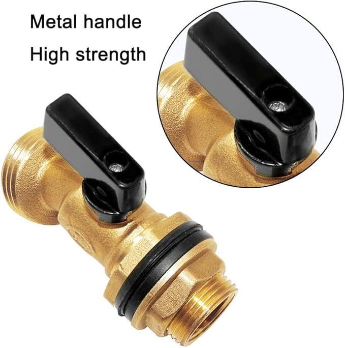 Joywayus Brass Water Container/Rain Barrel Spigot 3/4" GHT to 1/2" Male Threaded Quarter Turn Ball Valve with Bulkhead Fitting, Suitable for Garden Hose Thread Connection