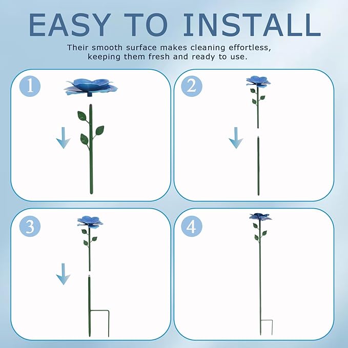 Bee Watering Station, Butterfly Feeder, Metal Bee Water Feeder with Flower Design,Elegant Outdoor Rose Yard & Patio Garden Decor (6PCS)