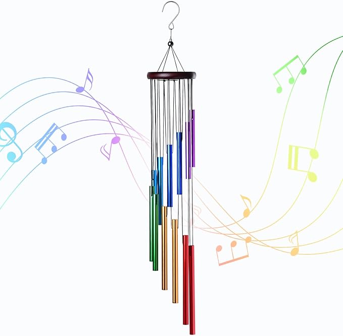 Outdoor Colorful Wind Chimes for Outside with 12 Aluminum Tubes for Garden Patio Balcony and Home Decor, WLM03