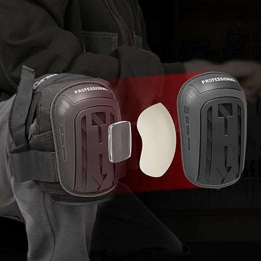 Professional Knee Pads for Work,Heavy Duty Thick Foam Knee Pads Tools, Knee Pad with Soft Gel Cushion for Construction, Work, Flooring, Gardening, Cleaning, Tiling,Black