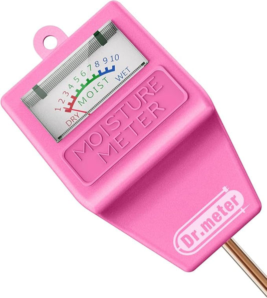 Soil Moisture Meter Tester for Plants, Hygrometer Moisture Sensor for Houseplants Indoor Outdoor Garden Lawn Use - Plant Water Meter Gauge Test Kit, No Battery Needed - Gardening Gifts, Pink