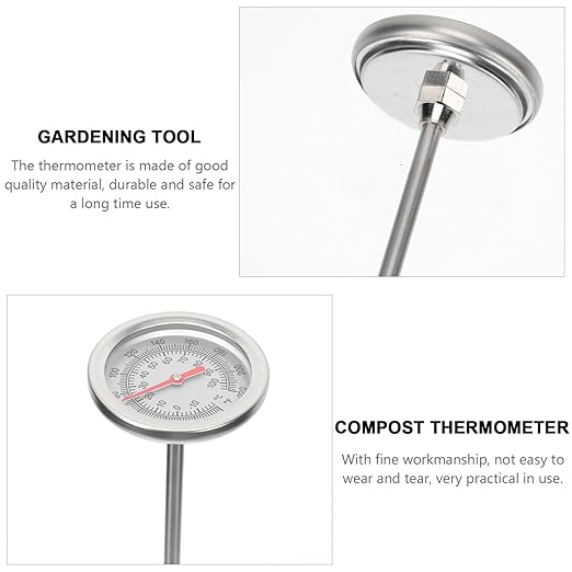 Soil Thermometer Tool Stainless Steel Probe Accurate Temperature Detector for Gardening Measuring Instrument for Compost and Soil Temperature