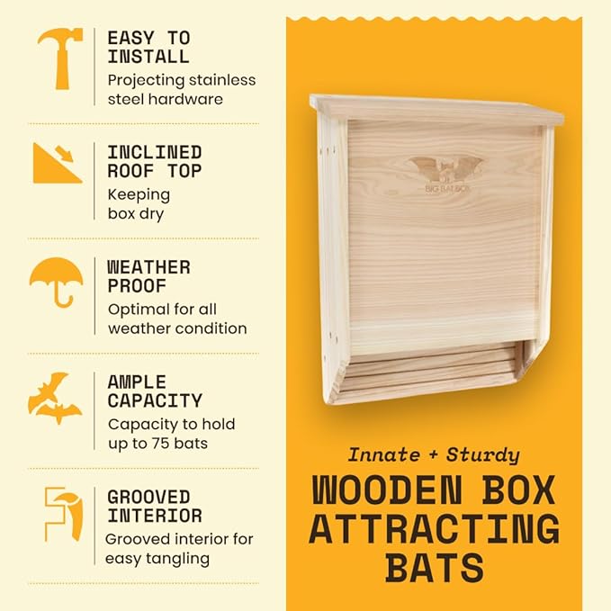 WildYard Cedar Bat House Kit - 2 Chamber, Holds 75 - Weatherproof Bat Shelters for Outdoors - Simple Installation Kit & Outdoor Shelter - Wildlife House for Patio & Colony Attraction