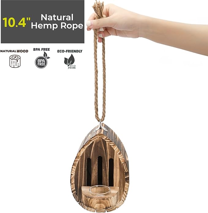 ZOOFOX Wooden Hanging Butterfly House, DIY Butterfly House Kit for Garden, Natural Butterflies Habitat with Feeder for Butterflies, Bees, Ladybug, Easy to Clean