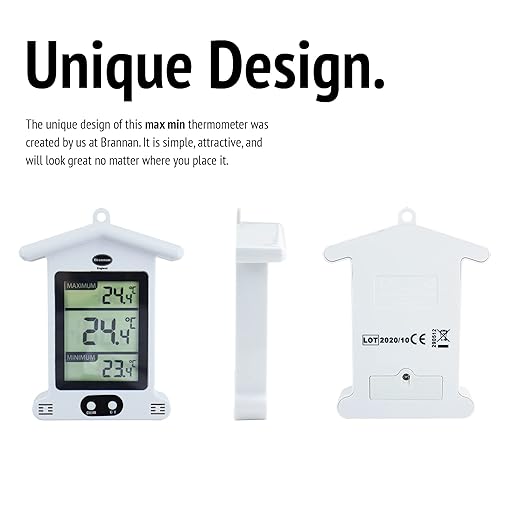 Brannan Digital White Greenhouse Thermometer – Stylish Weatherproof Max Min Thermometer to Monitor Maximum and Minimum Temperatures In a Garden Greenhouse Indoor Room Home Growroom Easily Wall Mounted