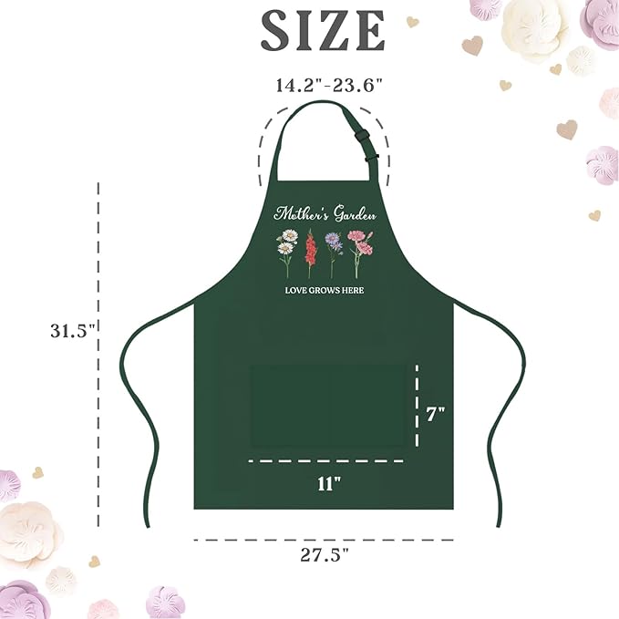 Garden Aprons for Mom, Mothers Day Apron Gifts for Mother Wife, Gardening Gifts for Gardeners, Kitchen Cooking Apron