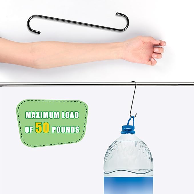 Dreecy 10 Pack Extra Large S Hooks, 12 Inch Heavy Duty Long S Hooks for Hanging Plants Baskets Bird Feeder on Tree Branch, Utility S Hook for Garden Pergola Pots Plants Closet Patio, Indoor Outdoor
