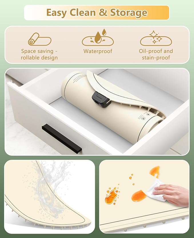 Warming Mat for Food,Temperature Adjustable Food Warmers for Parties Buffet with Timer,Silicone Food Warming Trays with Heat Proof Base,Roll Up Food Heating Mat for Home & Travel(Beige)