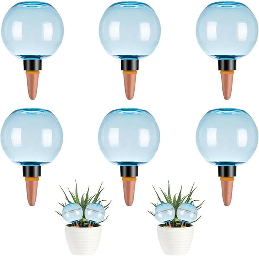 6 Pack Self Watering Globes 17oz Large Plant Watering Globes Top Fill, Self Water Planter Insert Indoor/Outdoor Plastic Water Bulbs Slow Release Terracotta for Plants, Blue