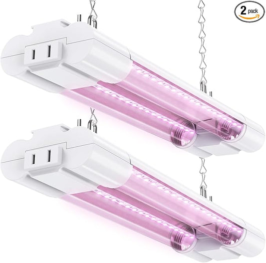 Sunco 1ft Grow Light LED, 10W, Full Spectrum, for Seed Starting, Seedling, Indoor Plants, Plug in Suspended Fixture, Link Up to 16, Inline Switch, ETL 2 Pack.