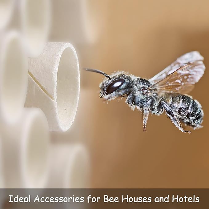 Elcoho 200 Pieces Bee Tube Refill Mason Bee Paper Inserts 6 Inches Bee Cardboard Tube Replacement Inserts Mason Bee Nesting Tubes Refills Inserts for Bee Houses and Supplies, Outdoor and Garden
