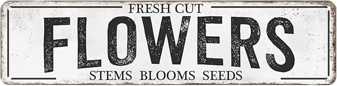Fresh Cut Flowers Sign Vintage Farmers Market Decor Flower Shop Metal Tin Sign Flower Market Decor Garden Signs Home Cave Garage Bar Art Plaque Wall Decoration