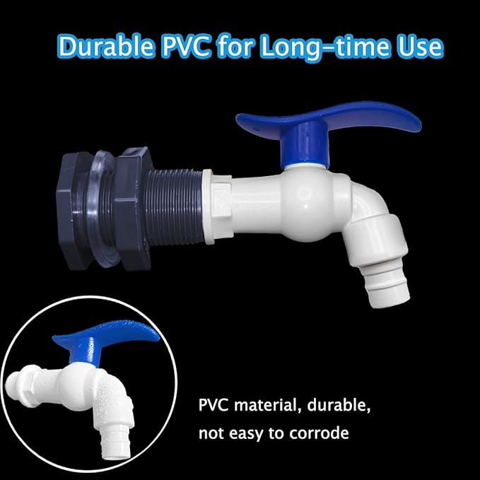 2 Pack Rain Barrel Spigot Kit, Rain Barrel Faucet Kit with Hole Saw and 1/2" PVC Bulkhead Fitting for Water Barrel, Water Tanks, Rain Barrels, Tubs, Garden Barrels