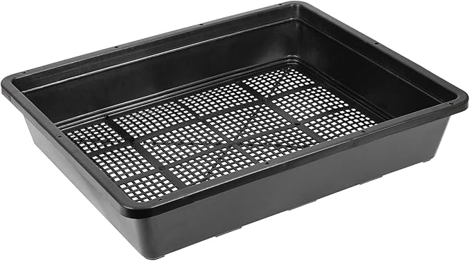 SINJEUN 15 Pack Mesh Bottom Seed Starter Trays, 15 x12 Inch Plastic Plant Tray Mesh Plant Germination Trays for Microgreens, Black