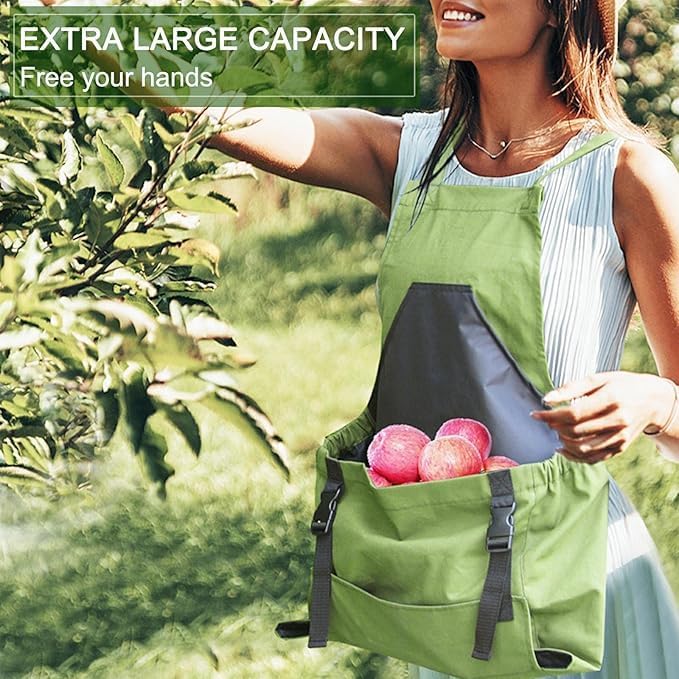 Osznmmg Gardening Apron with Pockets Gardening Apron for Harvesting Waterproof Adjustable Apron for Garden Mother's Day Gift