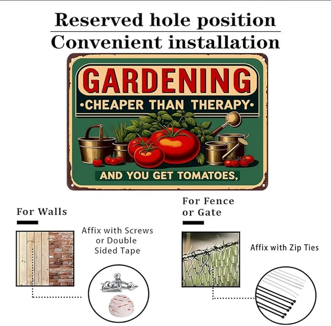 Plants Gifts Gardening Cheaper Than Therapy Vintage Tin Sign for Garden Patio Porch Yard She Shed Decor 8x12 Inch(3946)
