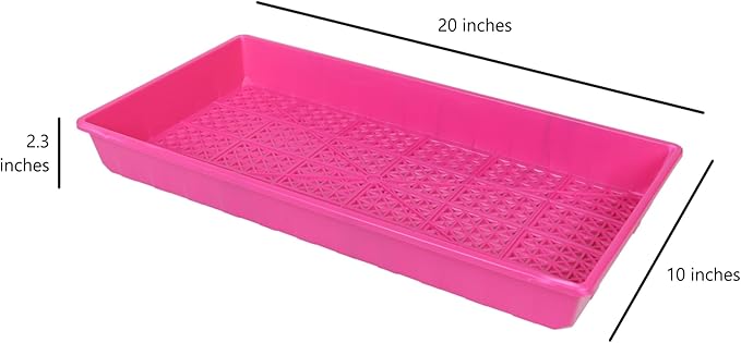 SUNPACK 10" x 20" Heavy Duty Mesh Plastic Seed Starting Tray, Magenta, 2.3" - Ensures Water Drainage and Aeration, Perfect for Greenhouses or Indoor Gardening