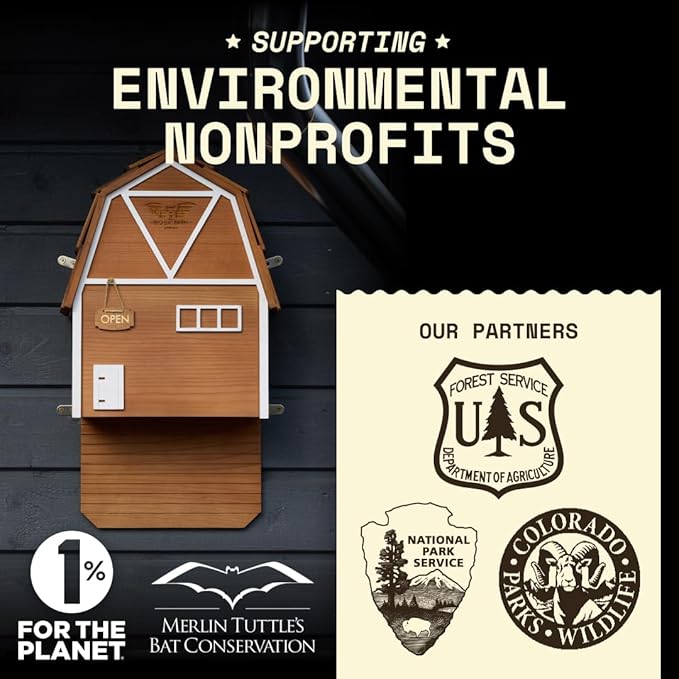 WildYard Big Bat Barn - 3-Chamber, Large Bat House - Brown, Cedar - Weather-Resistant Ventilation & Wildlife Shelter - Textured Landing Pad & Wall-Mount Roost Kit