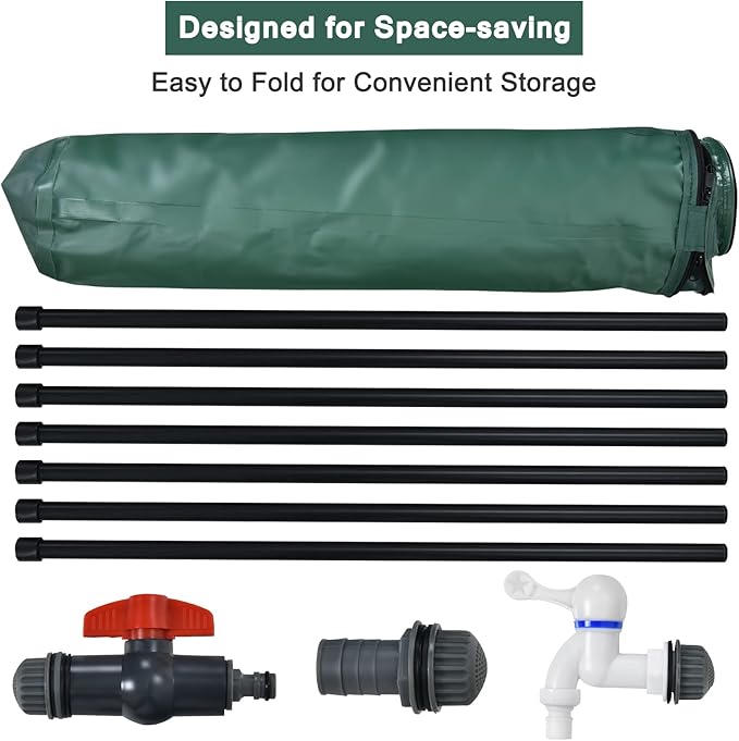 Happygrill 100 Gallon Collapsible Rain Barrel, PVC Rain Water Collection Barrel with Spigot Water Storage Container & Top Mesh, Portable Rain Barrels to Collect Rainwater from Gutter for Garden Lawn
