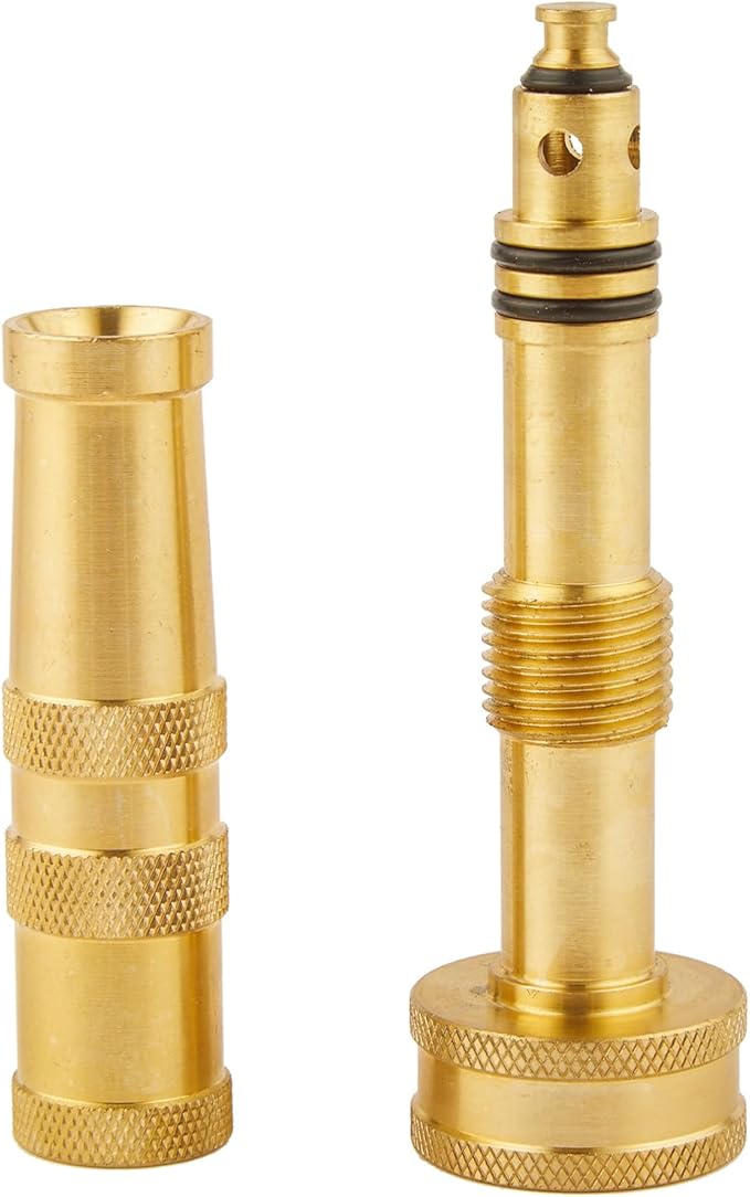 Pack of 2 Heavy Duty Brass Hose Nozzle-4'', Adjustable Twist Garden Hose Nozzles, Water Hose Sprayer Nozzle for Garden Lawn Efficient Watering and Spraying, with 10 Rubber Washers