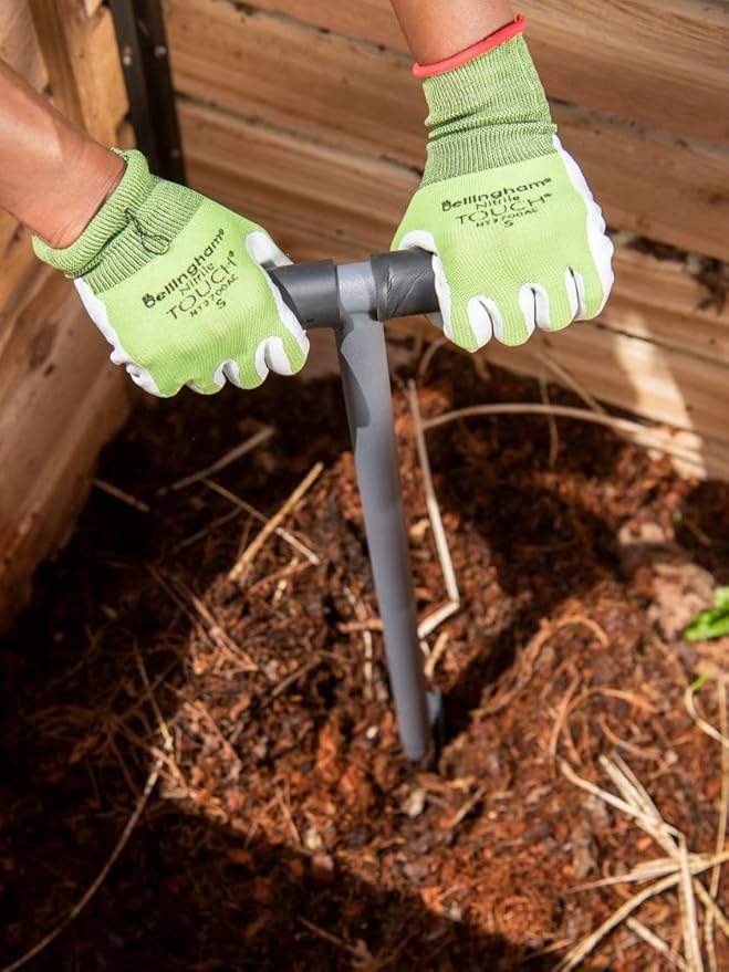 Gardener's Supply Company Double-up Compost Aerator Tool - Durable Steel with Rubber Handle for Easy Turning & Mixing Outdoor Compost Bin