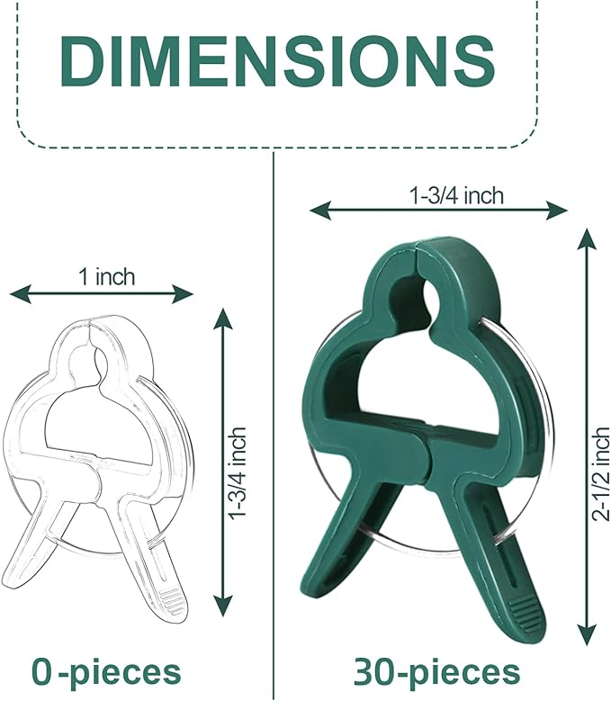 30 Pcs Large 1-3/4 inch Plant Support Clips,Flower and Vine,Garden Tomato Plant Support Clips for Supporting Stems,Vines Grow Upright Climbing,Tool for Straightening,Tomato Cage,Trellis.