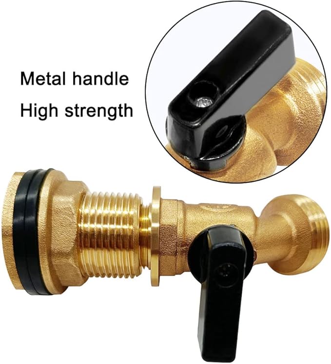Joywayus Brass Water Container/Rain Barrel Spigot 3/4" to 1/2" Male Threaded Quarter Turn Ball Valve & 1/2" Female to 3/4" Male Threaded Bulkhead Fitting Water Tank Connector