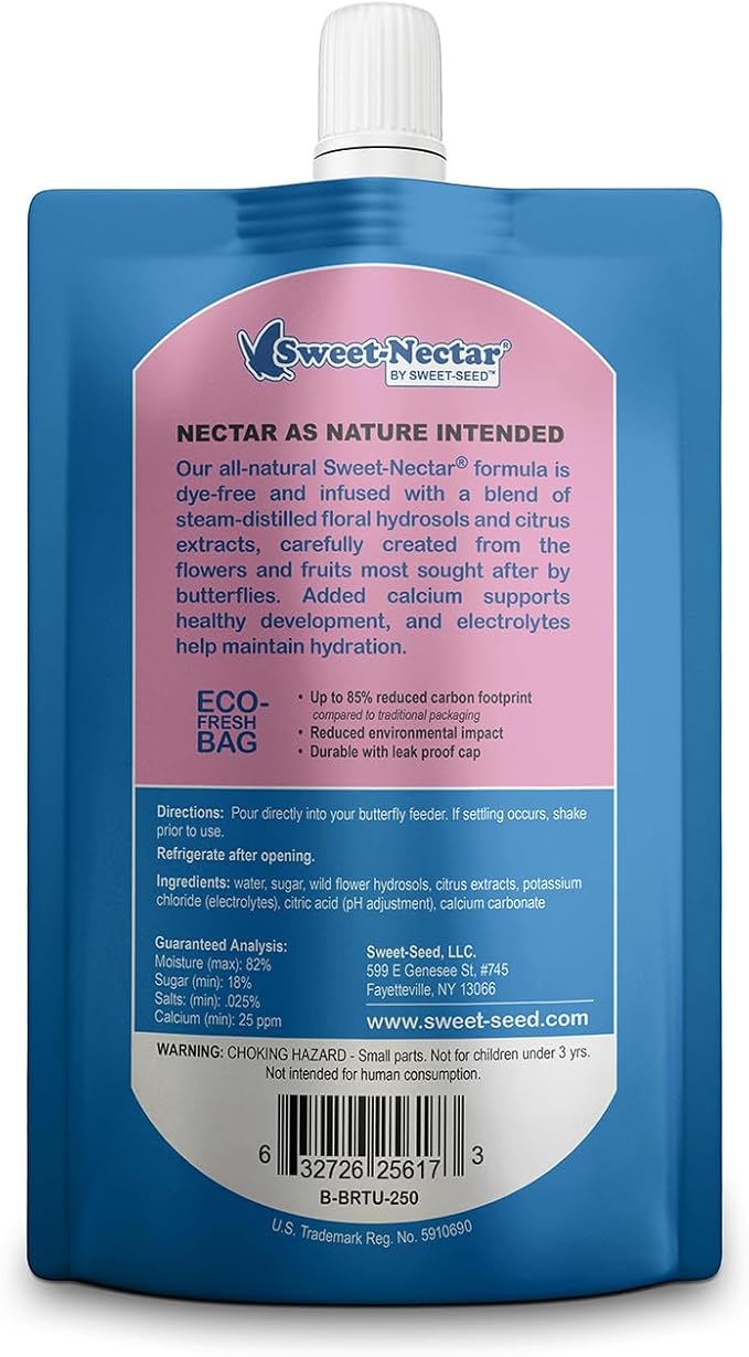 sweet-seed Butterfly Nectar (8oz / 250mL), Ready to Use - Extends The Life of Nectar for Butterfly Feeders (4-Pack)