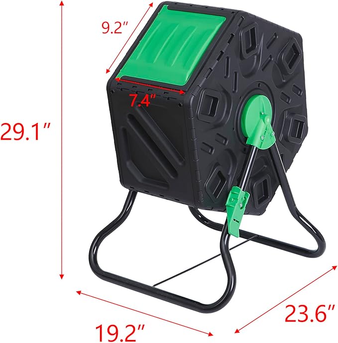 18.5 Gallon Compact Single Room Outdoor Garden BPA Free Compost Tumbler-All Season-Heavy Duty Composter