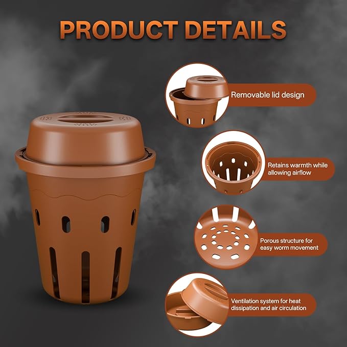 Underground Worm Composting Bin, Outdoor Mini Inground Worm Composter for Beginners, Garden Compost Bin for Garden Beds & Home Use, Worm Farm Kit for Parent, Kids (7x7x7.4Inch), Tan, 1-Pack