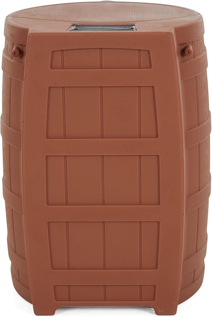 Good Ideas Rain Wizard 50 Gallon Plastic Outdoor Home Rain Barrel Water Storage Collector with Brass Spigot and Flat Back Design, Terra Cotta (2 Pack)