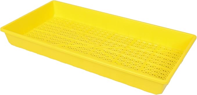 SUNPACK 10" x 20" Heavy Duty Mesh Plastic Seed Starting Tray, Yellow, 2.3" - Ensures Water Drainage and Aeration, Perfect for Greenhouses or Indoor Gardening
