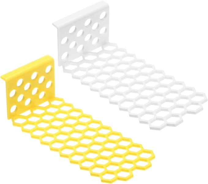2-Pack Floating Bee Island, 18x6cm/7.09x2.36 Inch Plastic Floating Bee Watering Station for Feeding/Butterfly Bath/Outdoor Garden Decor [White, Yellow]