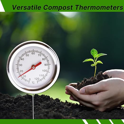 Compost Thermometer with 36.4 in Stainless Ssteel Stem,Soil Thermometer Gardening Thermometers Hay Bale Thermometers for Composting,Organic Farming Professional Tool Gardeners