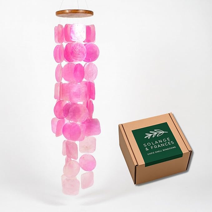 Solange & Frances Wind Chimes for Outdoors, Gifts for Mom, Wind Chimes for Outside and Outdoor Decor, Pink Decor for Women, Birthday Gifts for Women