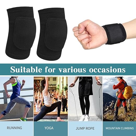 2pcs Knee Pads for Garden Volleyball Knee Pads for Dancers with 1pc Wrist Support Brace Riding Kneepads Outdoor Sports Kneeling Pad for Women Men(SIZE:L)