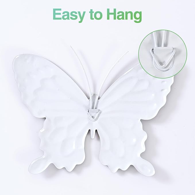 Metal Butterfly Wall Decor-4 Pack Butterfly Hanging Wall Decor Outdoor Fence Wall Art Decor for Indoor or Outdoor, Yard Patio Fence Garden Decorations