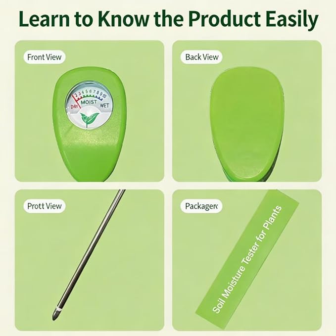 Soil Moisture Meter for Plants, Hygrometer Sensor Water Monitor, Indoor/Outdoor Garden Tester, No Battery Required