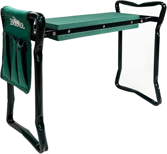 Burpee Multi-Function Garden Kneeler Seat with Padded Cushion and Detachable Tool Bag, Versatile Garden Stool with Foldable Frame, Ideal for Outdoor Gardening Enthusiasts (Green)