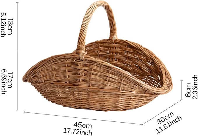 MYCENSE Wicker Picnic Storage Basket with Handle, Empty Picnic Baskets, Sturdy & Versatile Harvest Basket for Camping, Beach, Park, Halloween, E 45x30x30cm