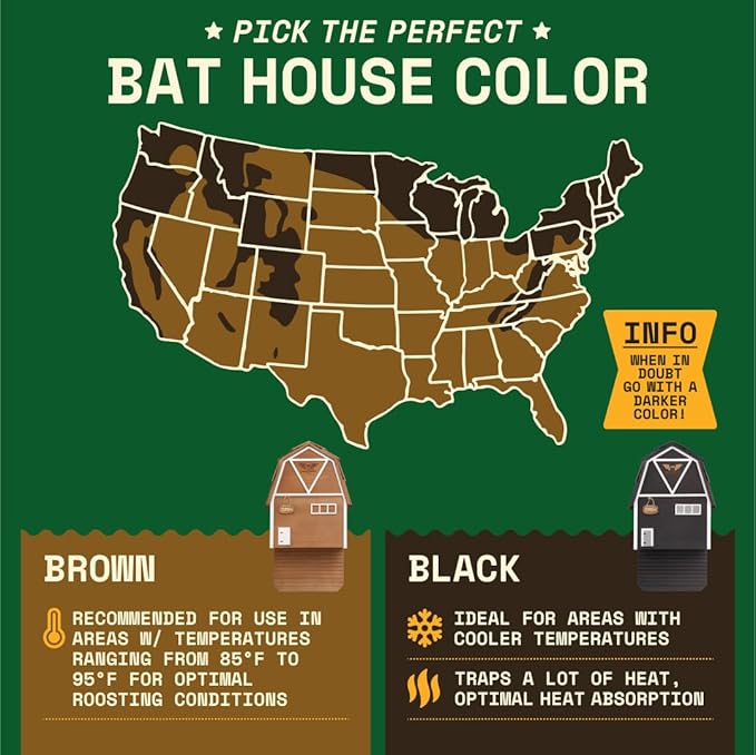 WildYard Big Bat Barn - 3-Chamber, Large Bat House - Brown, Cedar - Weather-Resistant Ventilation & Wildlife Shelter - Textured Landing Pad & Wall-Mount Roost Kit