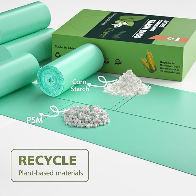 AYOTEE Compostable Trash Bags 13 Gallon Tall Kitchen, 45 Count Biodegradable Trash Bags 13 Gallon Garbage Bag, Large Compost Bag for Kitchen Bathroom Home Office