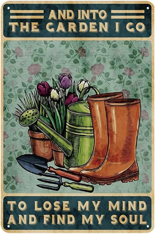 YOYI ART Funny Garden Decor for Outside Tin Sign - Vintage Metal Patio Signs for Outdoor, Home Yard, Backyard Wall Decor Art Accessories, Gardening Gifts for Women and Gardener Lovers, 8 x 12 inch
