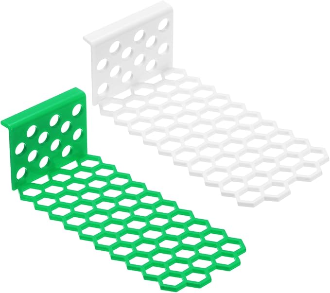 2-Pack Floating Bee Island, 18x6cm/7.09x2.36 Inch Plastic Floating Bee Watering Station for Feeding/Butterfly Bath/Outdoor Garden Decor [White, Green]