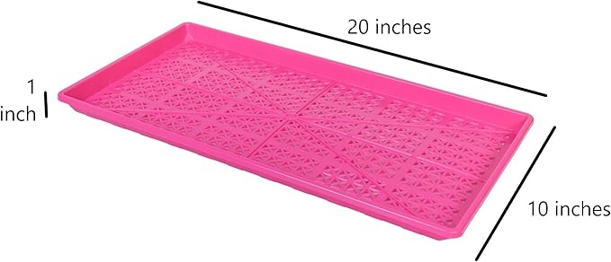 SUNPACK 10" x 20" Heavy Duty Mesh Plastic Seed Starting Tray, Magenta, 1" (Pack of 10) - Ensures Water Drainage and Aeration, Perfect for Greenhouses or Indoor Gardening