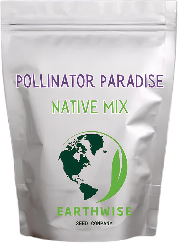 Earthwise Pollinator Paradise Native Wildflower Seed Mix – Bee and Butterfly Friendly, Organic, Season-Long Blooms, Low Maintenance, Drought Tolerant, Pet Safe – Covers Up to 2,400 sq ft, 1 lb