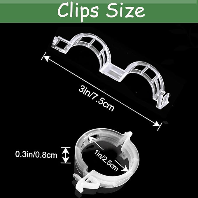 150pcs Plant Support Clips - Tomato Clips for String Trellis, Grape Vine Clips for Garden Netting Climbing Plants, Secured Plastic Plant Clip for Fixing Stem and Vine
