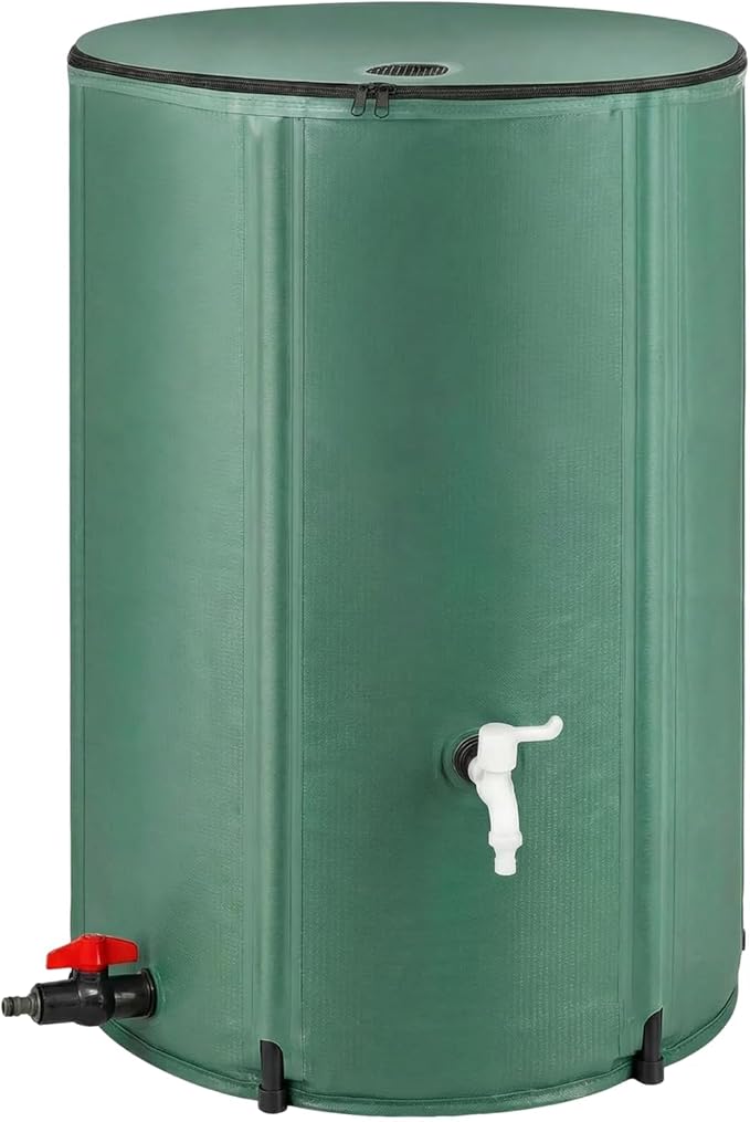 132Gallon/500L Collapsible Rain Barrel, Foldable PVC Rain Barrels with Spigots, Top Mesh Overflow Valve, Suitable for Collect Rainwater from Gutter for Garden Lawn, Cleaning Floors